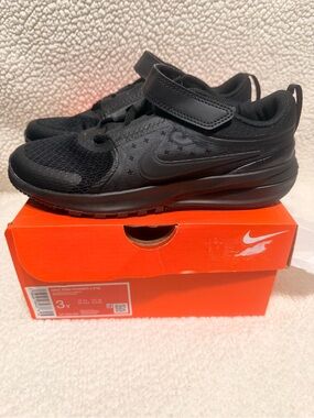 Nike Little Kids' All-Black Hook-and-Loop Sneakers